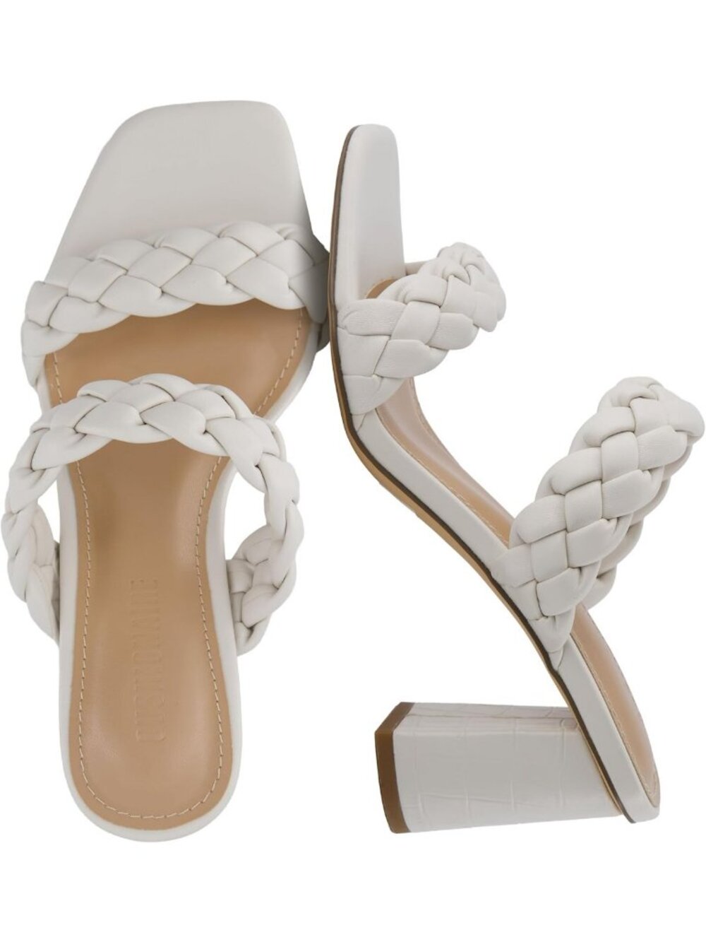 Chunky Braided Block Heel Sandals for Women | Square Toe & Memory Foam Comfort